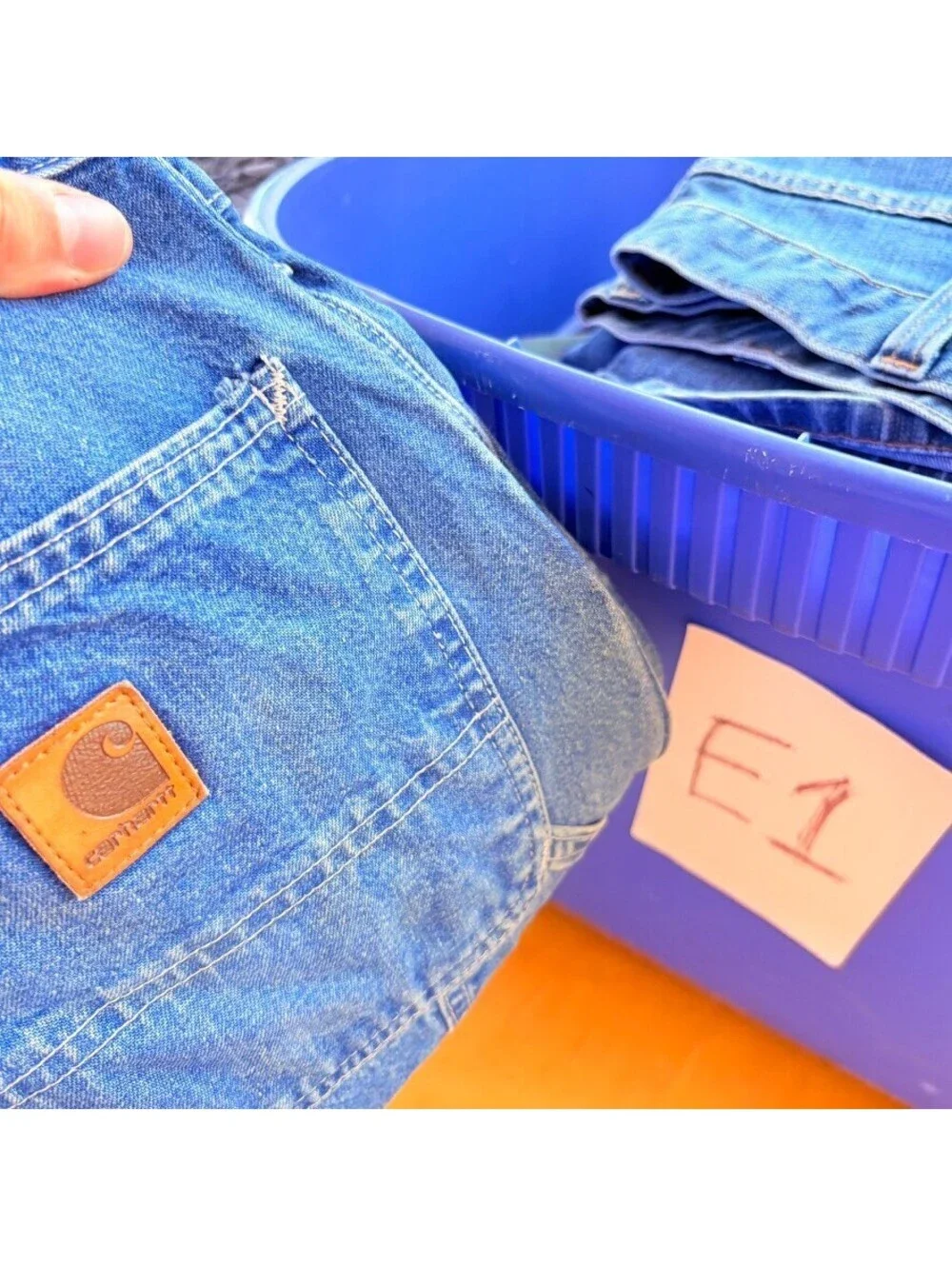 Carhartt B13 Dungaree Fit Carpenter Jeans 34x30 Blue Y2K Denim Workwear